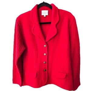 VTG Susan Bristol Red Boiled Wool Sweater Jacket M Austrian Style Tyrol Preppy